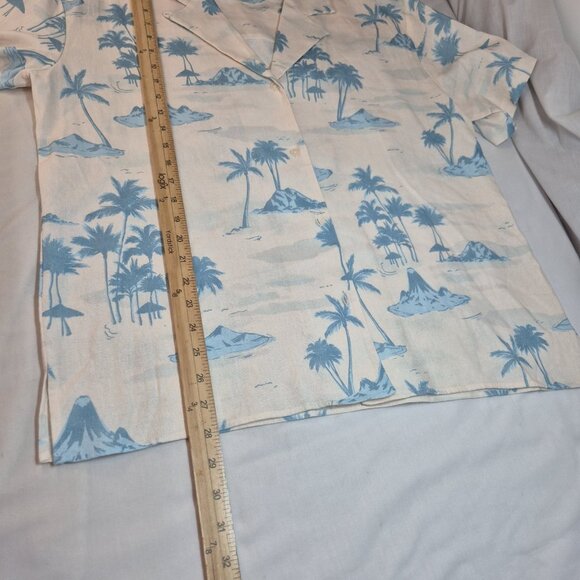 Gianni Bini Women's Size L Margaux Palm Tree Button Front Linen Blend Blouse - Picture 12 of 12